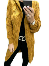Load image into Gallery viewer, Ladies Womens Chunky Cable Knitted Oversized Longline Hooded Cape Cardigan Top
