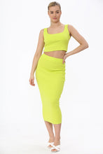 Cargar imagen en el visor de la galería, Yellow Crop Top Midi Skirt Co-Ord Set
