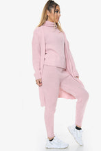 Charger l&#39;image dans la galerie, Pink 3 Piece Knitted Cardigan Loungewear Set
