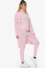 将图片加载到图库查看器中，Pink 3 Piece Knitted Cardigan Loungewear Set
