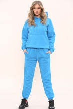Load image into Gallery viewer, Bright Blue Oversized Front Pocket Pullover Hoodie Cuffed Joggers Loungewear Set

