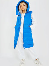 Charger l&#39;image dans la galerie, Royal Blue Longline Padded Hooded Gilet
