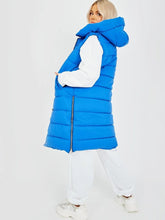 Cargar imagen en el visor de la galería, Royal Blue Longline Padded Hooded Gilet
