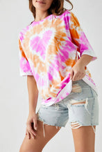 Load image into Gallery viewer, Orange Tie Dye Heart Tee Dress
