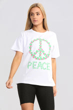 将图片加载到图库查看器中，White Peace Round Neck T-shirt
