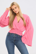 Load image into Gallery viewer, Orange Pleated Long Sleeved Top
