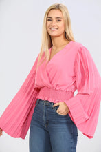 Load image into Gallery viewer, Orange Pleated Long Sleeved Top
