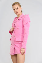 Load image into Gallery viewer, Pink  Puff Sleeved Long Line Blazer
