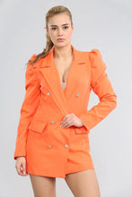 Lade das Bild in den Galerie-Viewer, Orange Puff Sleeved Long Line Blazer
