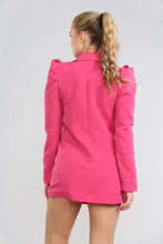 Charger l&#39;image dans la galerie, Orange Puff Sleeved Long Line Blazer
