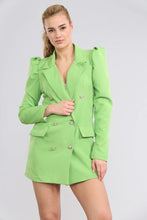 Lade das Bild in den Galerie-Viewer, Orange Puff Sleeved Long Line Blazer
