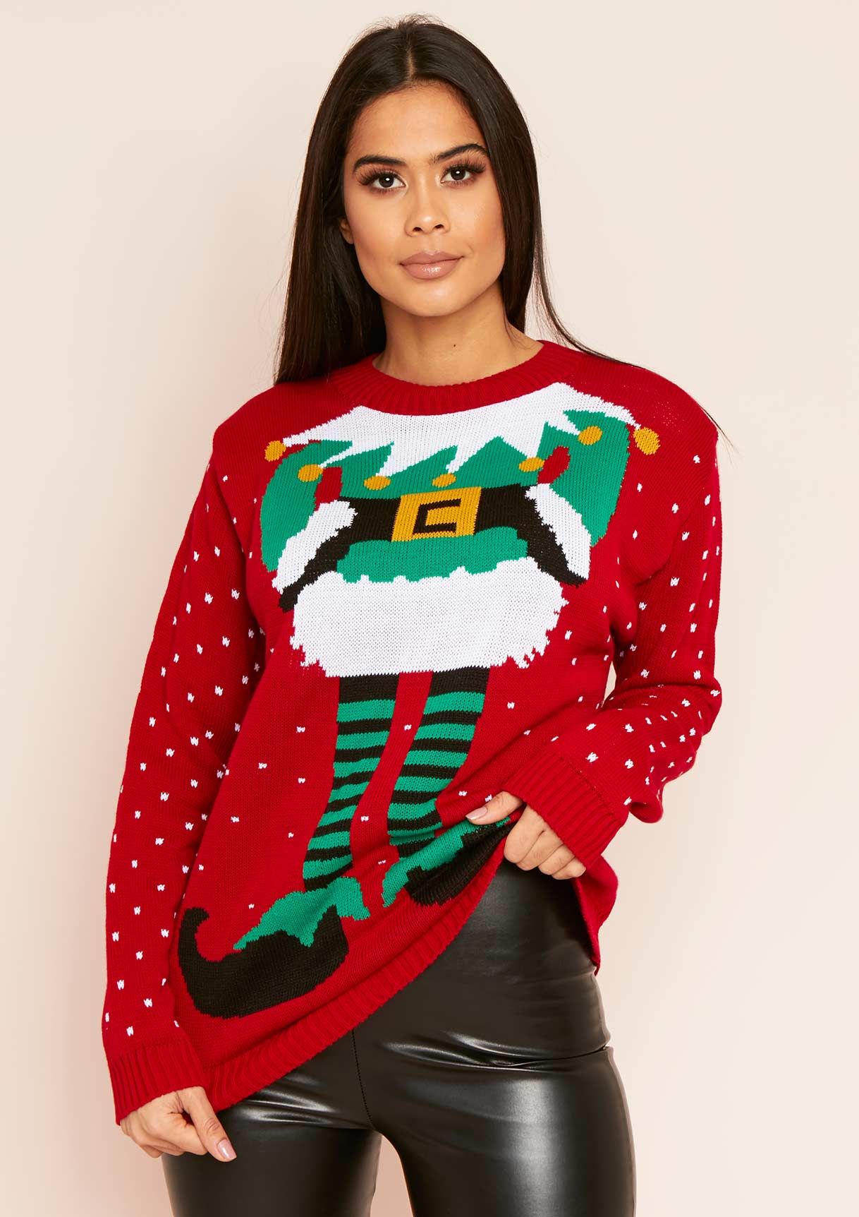 Red Elf Knitted Christmas Jumper