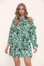 Load image into Gallery viewer, Orange Ruched Printed Shirt Dress
