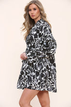 Load image into Gallery viewer, Orange Ruched Printed Shirt Dress
