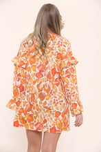 Charger l&#39;image dans la galerie, Orange Ruched Printed Shirt Dress
