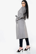 Lade das Bild in den Galerie-Viewer, Wine Suedette Longline Belted Jacket
