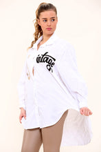 Φόρτωση εικόνας στο εργαλείο προβολής Συλλογής, White Vintage Printed Sequin Longline Shirt
