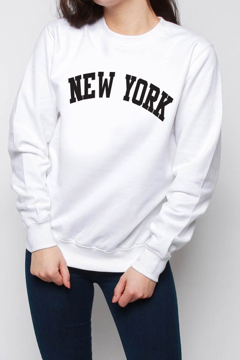 White New York Oversized Sweatshirt