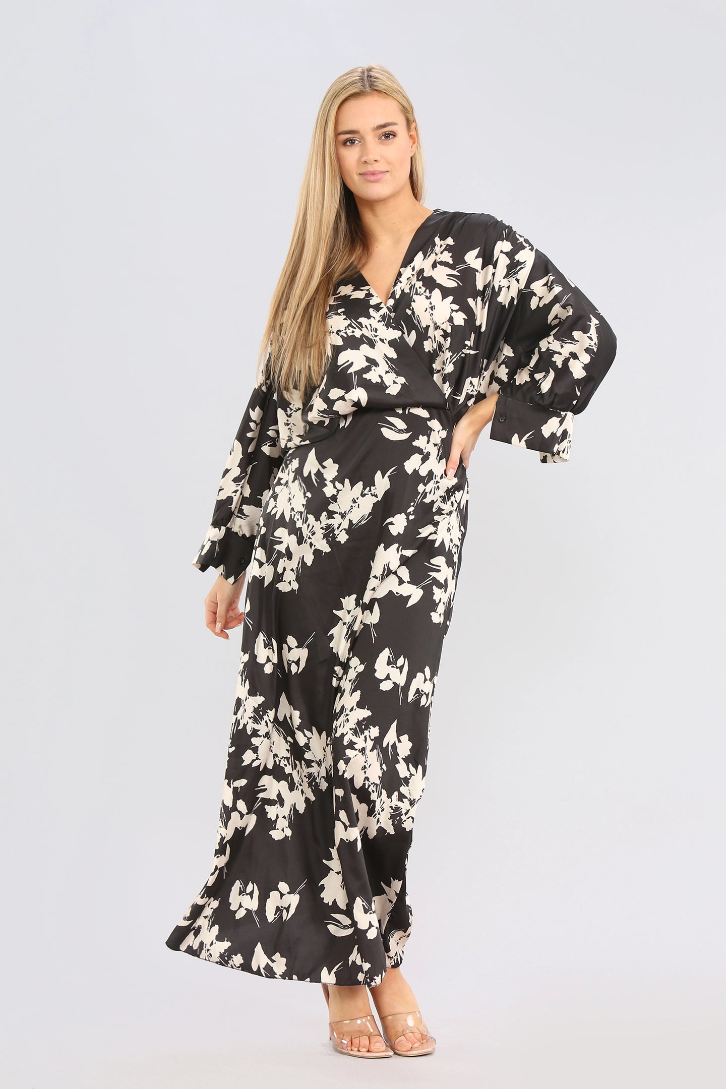Wrap Front Long Sleeved Maxi Dress